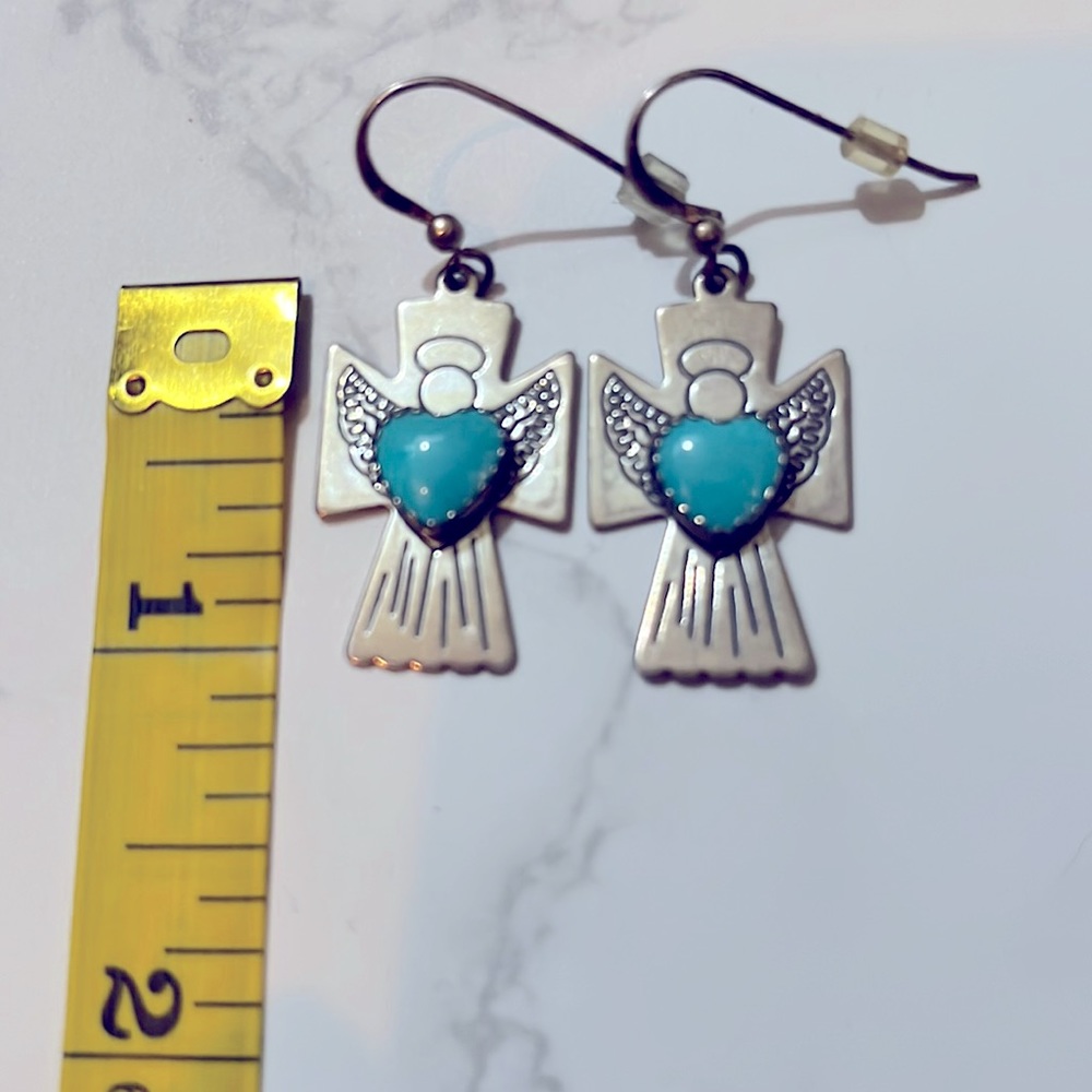 Beautiful Angel earrings with turquoise heart